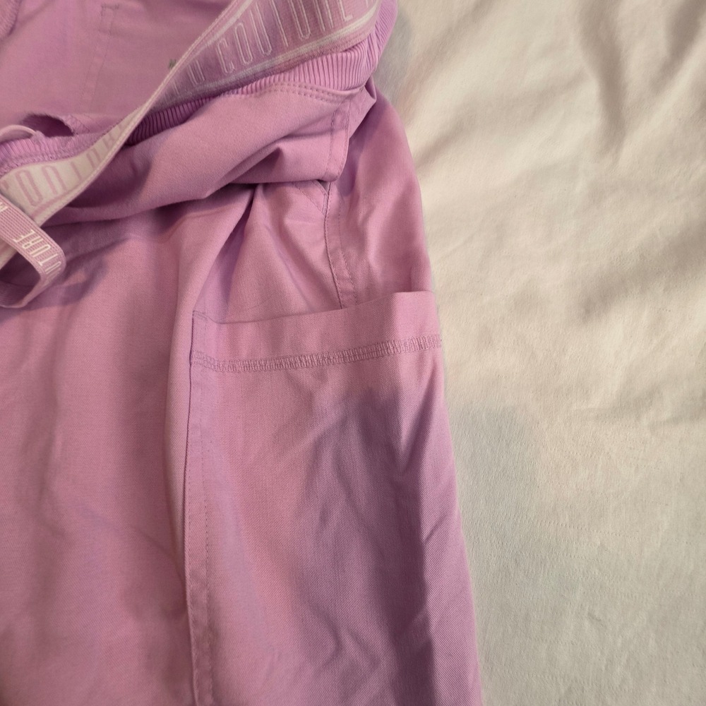 Med Couture Touch Cargo Scrub Pants Women XL Lilac Good Stretch Pockets - Picture 9 of 13